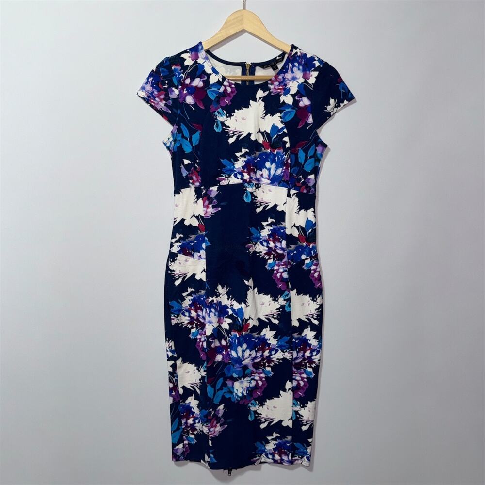 Felicity & Coco Floral Bodycon Exposed Back Zip Dress Size Medium